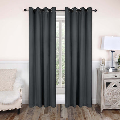 Superior Modern Solid Washable Room Darkening Blackout Curtains, Set of 2 Panels