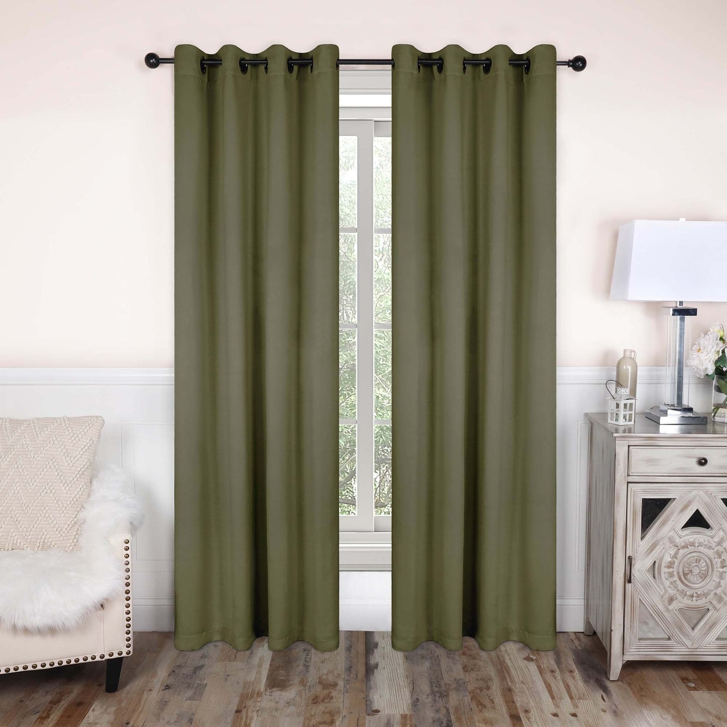 Superior Modern Solid Washable Room Darkening Blackout Curtains, Set of 2 Panels