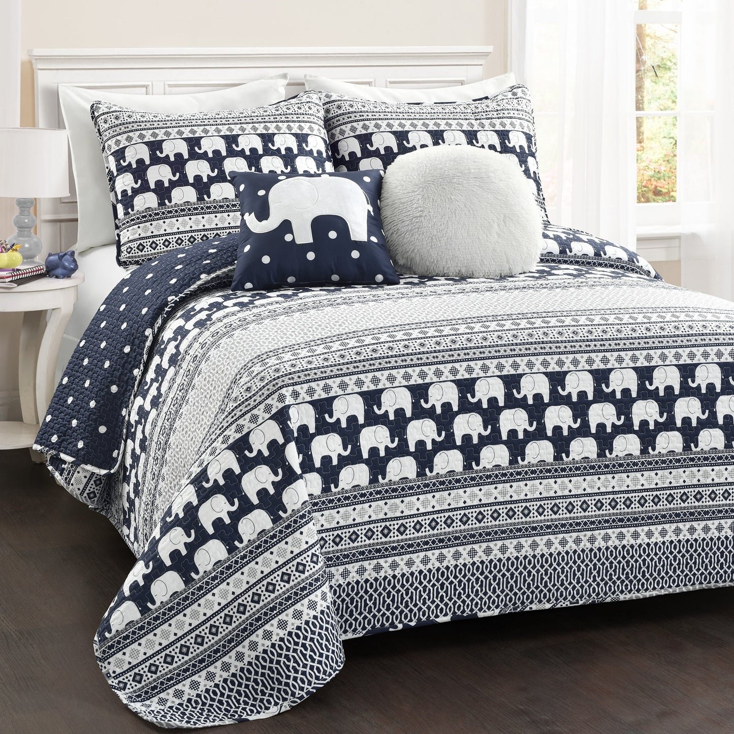 Taylor & Olive Ever-Tru Elephant Stripe 5-piece Quilt Set