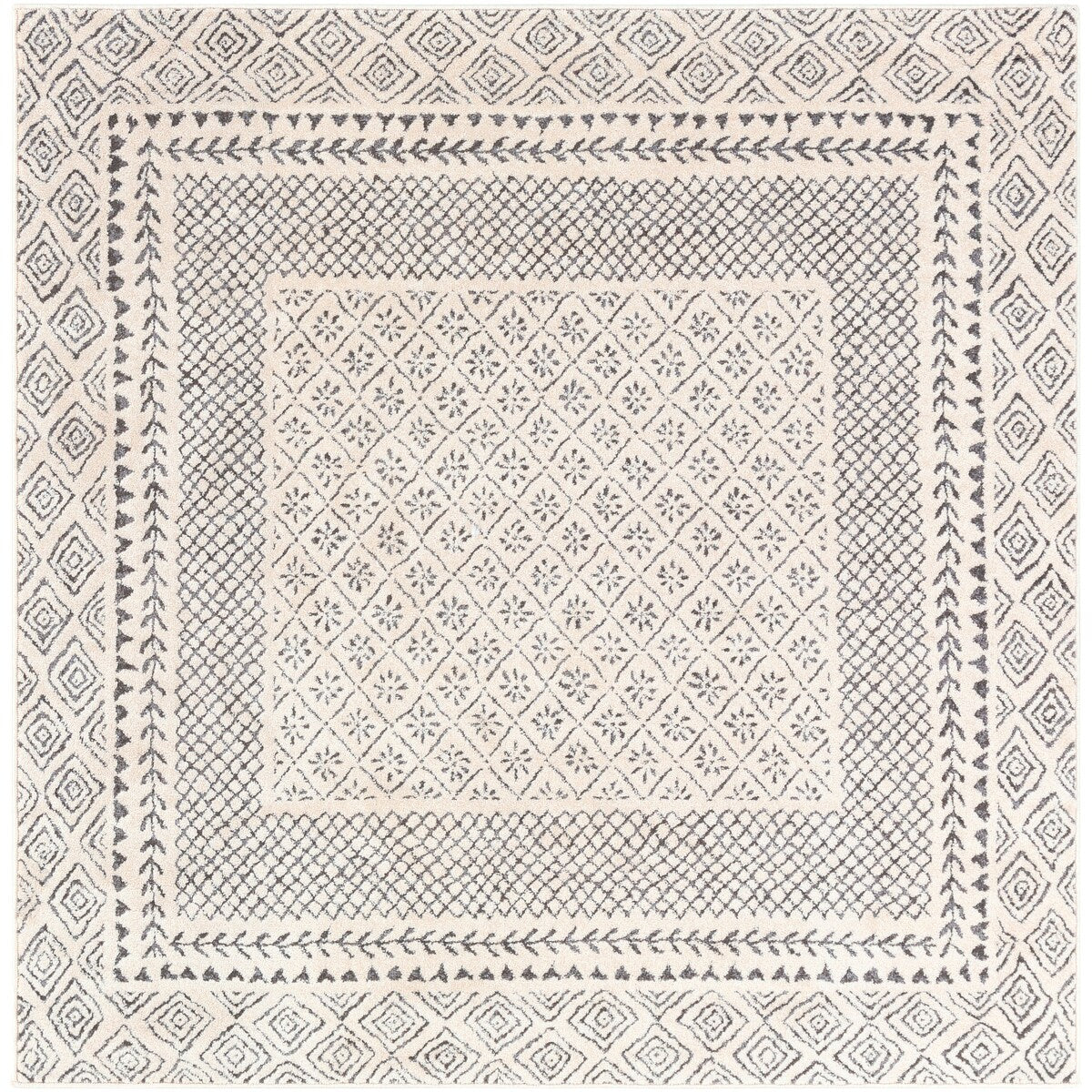 Livabliss Tiffany Grey Bohemian Border Area Rug