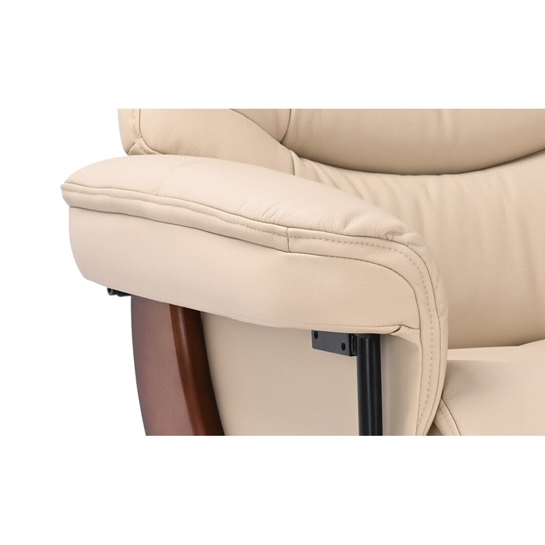 Leather Swivel Recliner with Matching Storage Ottoman