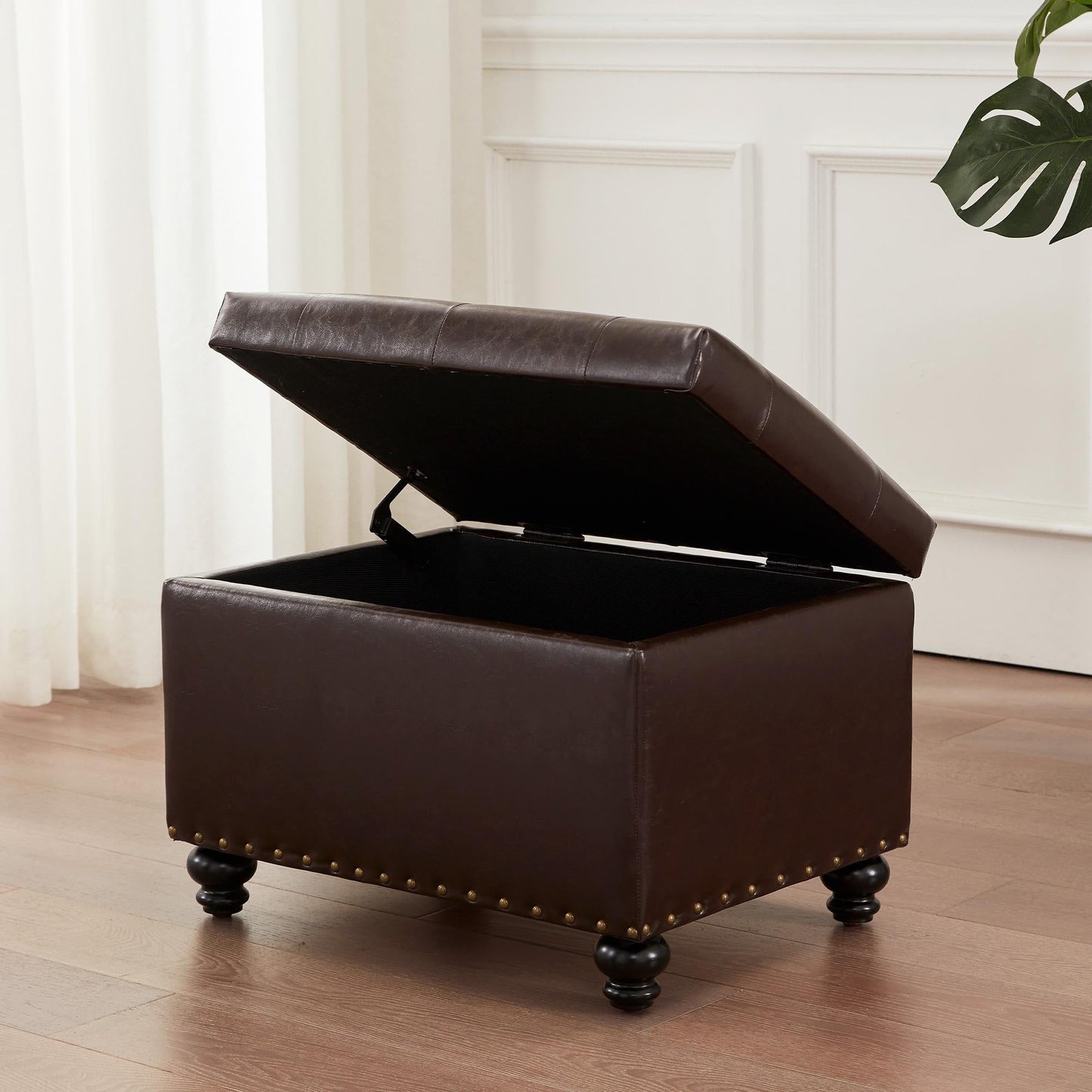 Tufted Storage Ottoman Bench, Rectangular Footstool