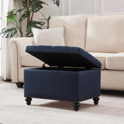 Tufted Storage Ottoman Bench, Rectangular Footstool