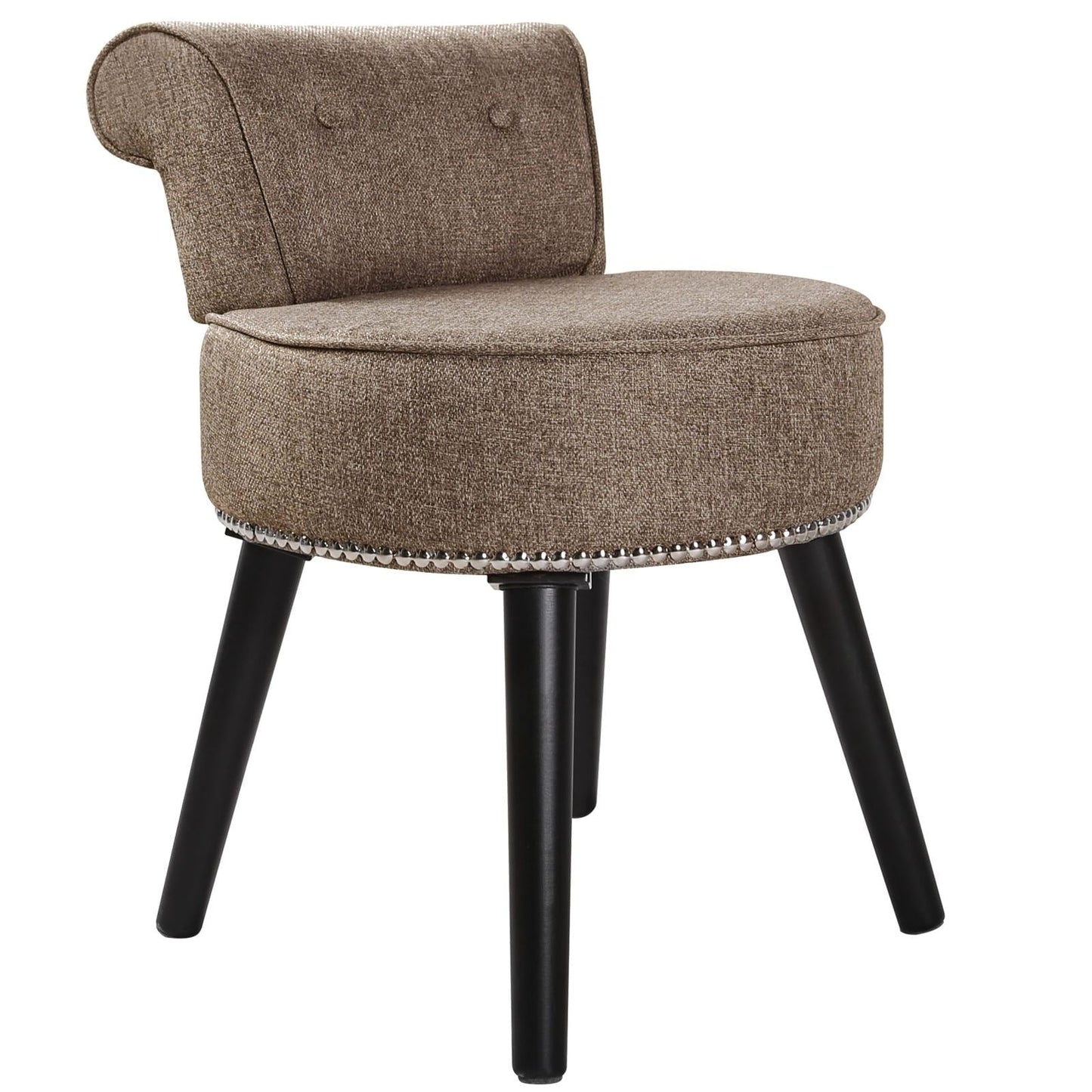 VEIKOUS Makeup Vanity Stool Chair with Low Back and Wood Legs-17.3 x 15.7 x 25.1