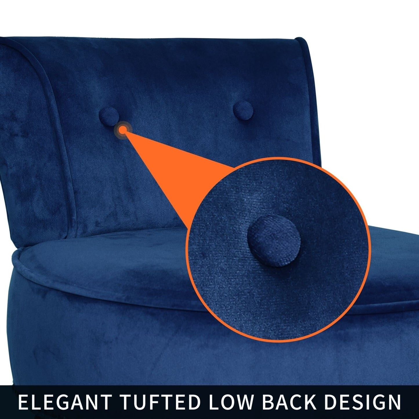 VEIKOUS Makeup Vanity Stool Chair with Low Back and Wood Legs-17.3 x 15.7 x 25.1