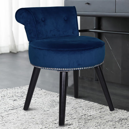 VEIKOUS Makeup Vanity Stool Chair with Low Back and Wood Legs-17.3 x 15.7 x 25.1