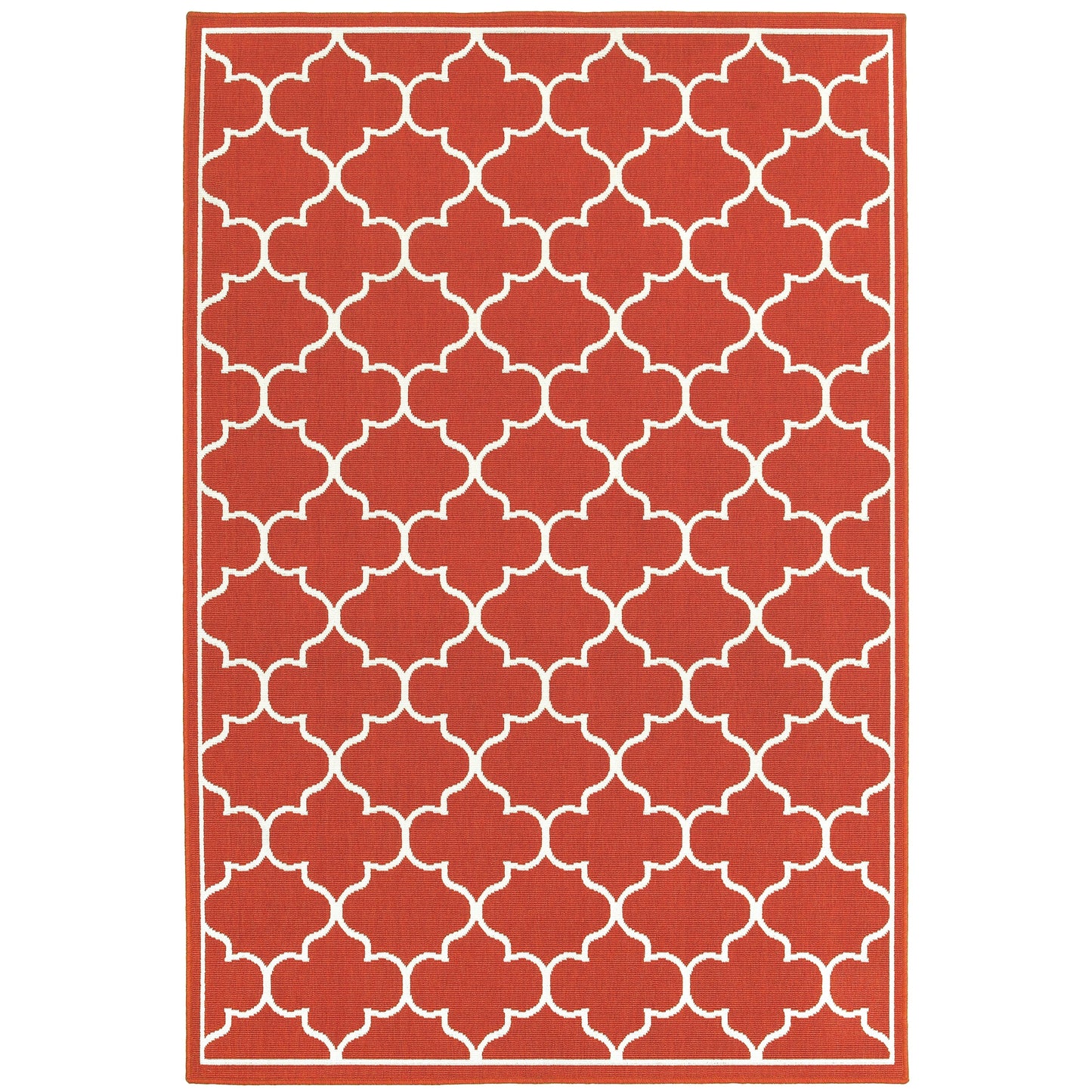 Vista Home Martinique Off-White/Brick Red Lattice Indoor/Outdoor Rug.