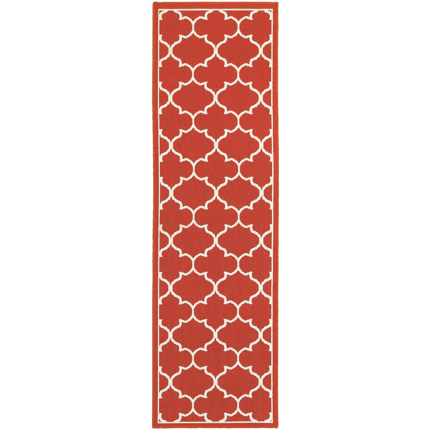 Vista Home Martinique Off-White/Brick Red Lattice Indoor/Outdoor Rug.