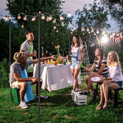 WaLensee 9.4 FT String Light Poles with Hook for Hanging String Lights for Garden Party Patio Christmas Wedding