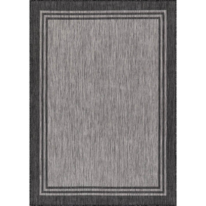 Washable Bordered Indoor Outdoor Rug for Patio, Deck, Porch