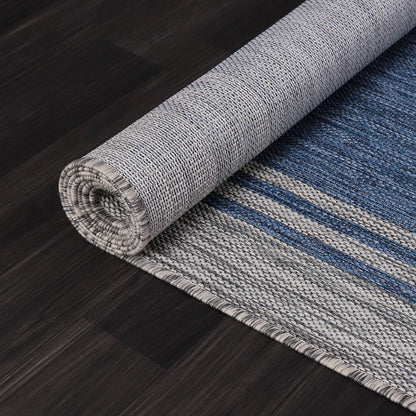 Washable Bordered Indoor Outdoor Rug for Patio, Deck, Porch