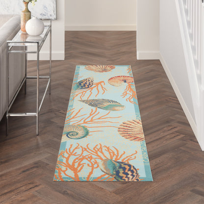 Waverly Sun & Shade Shore Thing Tropical Sea Shell Floral Indoor Outdoor Area Rug