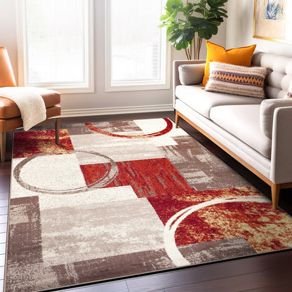 World Rug Gallery Abstract Polypropylene Machine-Made Circle Area Rug