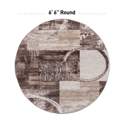 World Rug Gallery Abstract Polypropylene Machine-Made Circle Area Rug