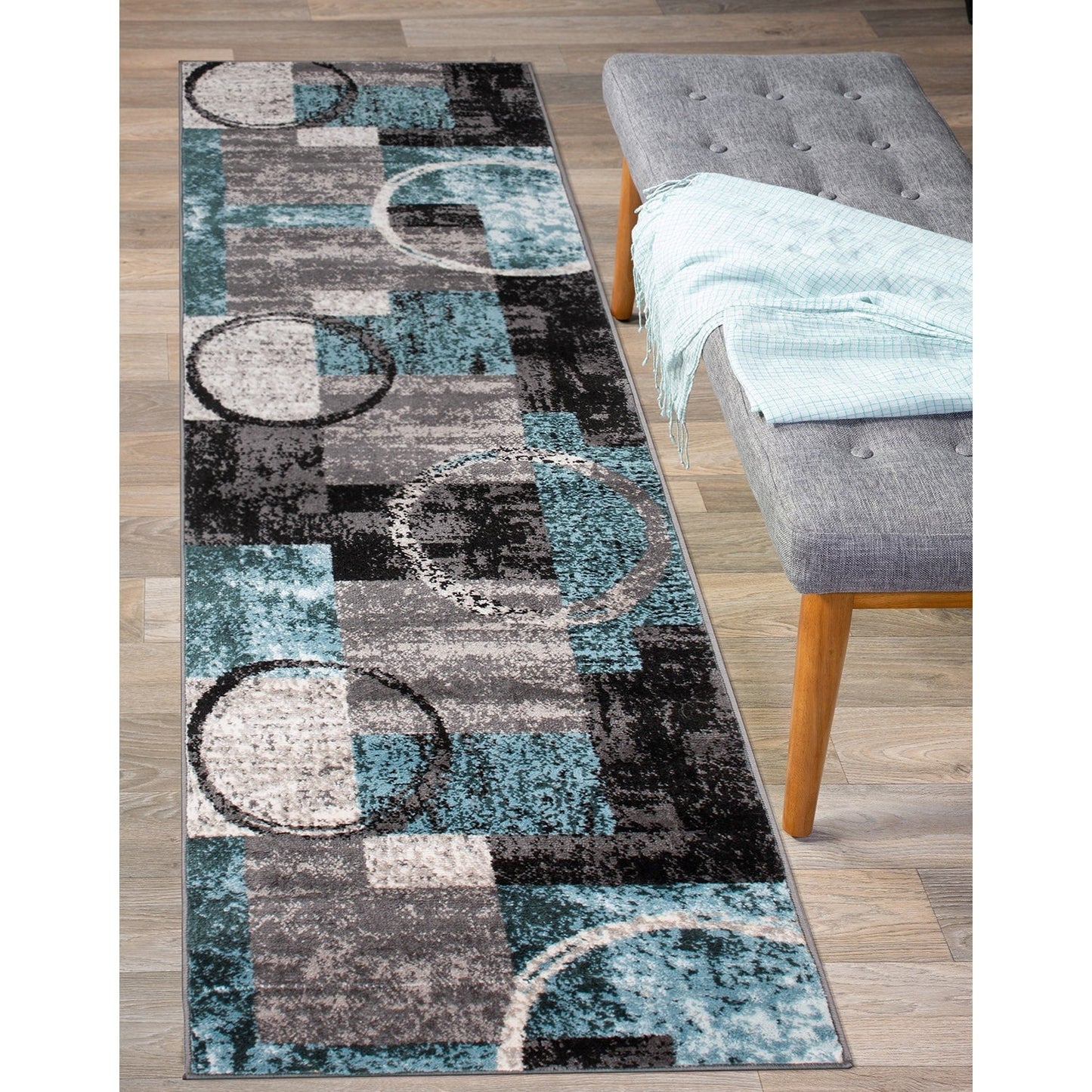World Rug Gallery Abstract Polypropylene Machine-Made Circle Area Rug