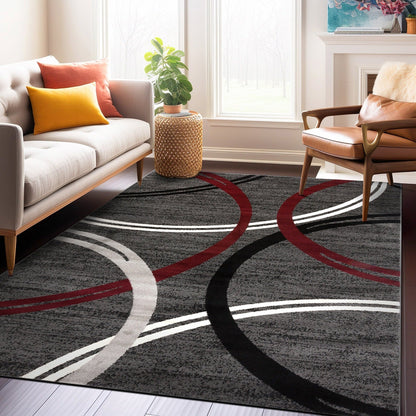 World Rug Gallery Contemporary Abstract Circles Design Area Rug