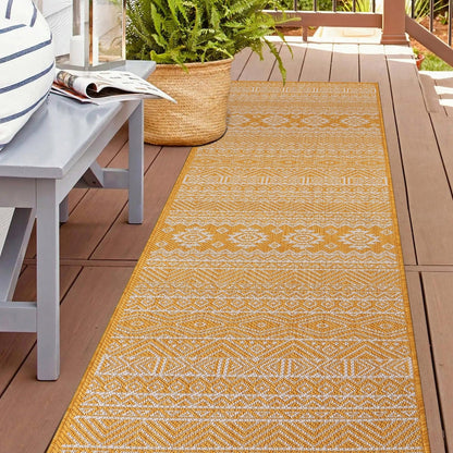 World Rug Gallery Distressed Geometric Bohemian Textured Flat Weave Indoor/Outdoor Area Rug