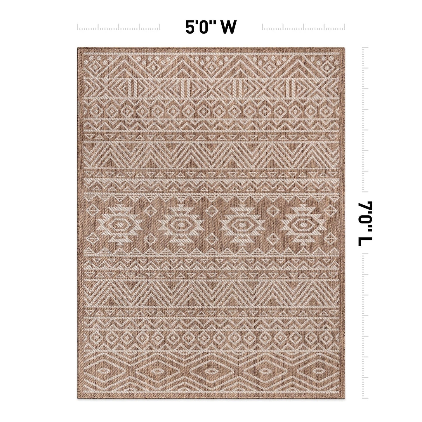 World Rug Gallery Distressed Geometric Bohemian Textured Flat Weave Indoor/Outdoor Area Rug