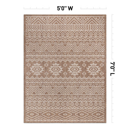 World Rug Gallery Distressed Geometric Bohemian Textured Flat Weave Indoor/Outdoor Area Rug