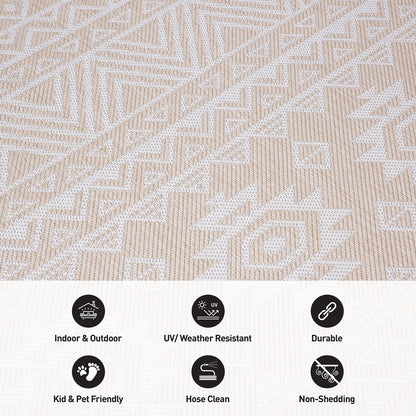 World Rug Gallery Distressed Geometric Bohemian Textured Flat Weave Indoor/Outdoor Area Rug