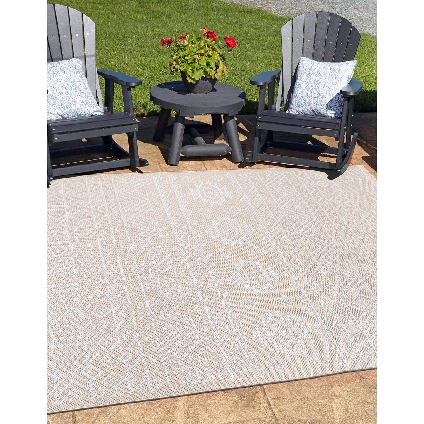 World Rug Gallery Distressed Geometric Bohemian Textured Flat Weave Indoor/Outdoor Area Rug