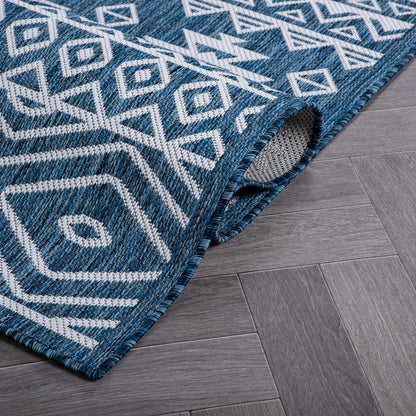 World Rug Gallery Distressed Geometric Bohemian Textured Flat Weave Indoor/Outdoor Area Rug