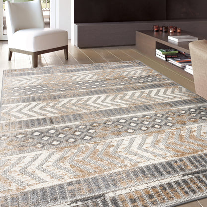 World Rug Gallery Distressed Geometric Indoor/Outdoor Area Rug