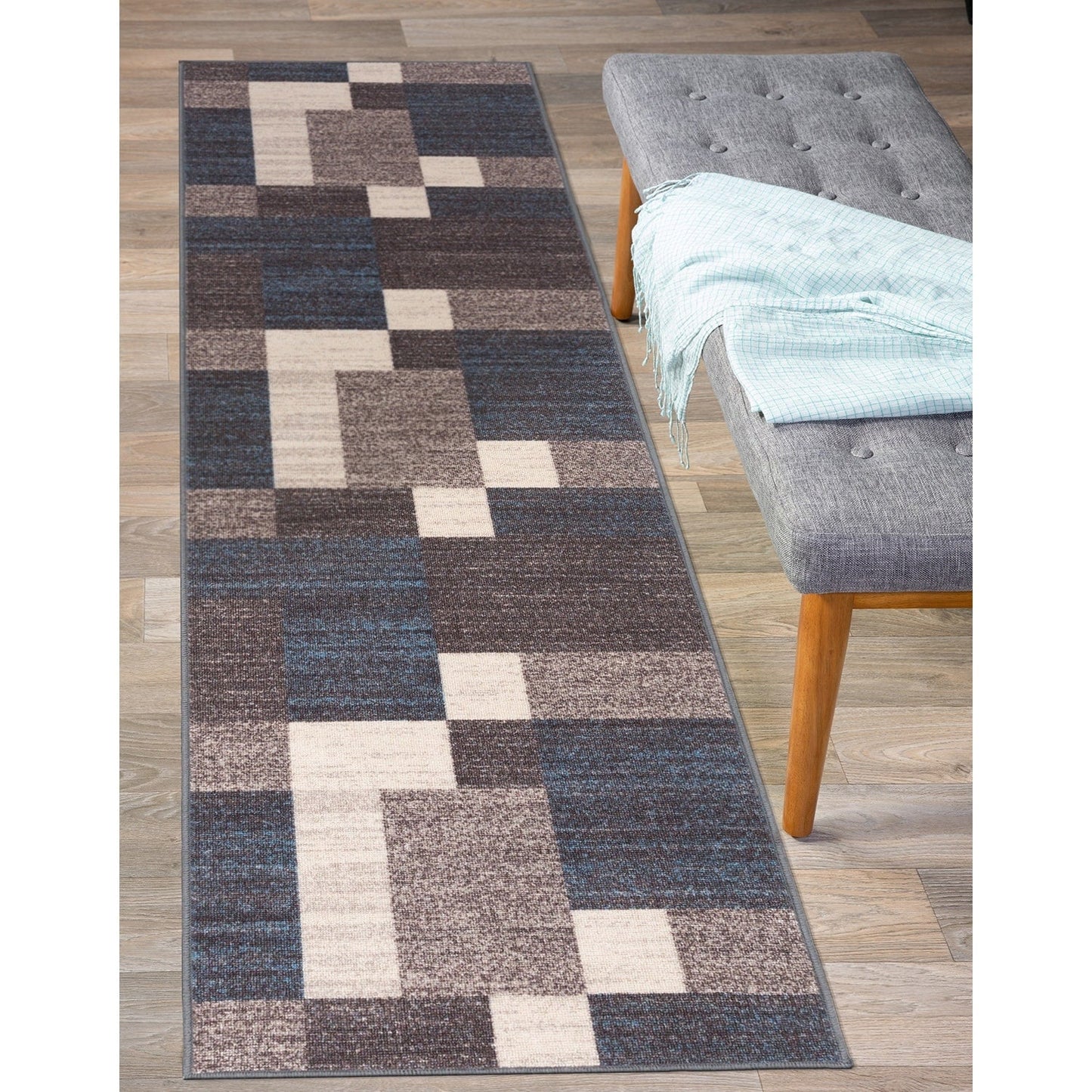 World Rug Gallery Modern Boxes Design Non-slip (Non-skid) Area Rug