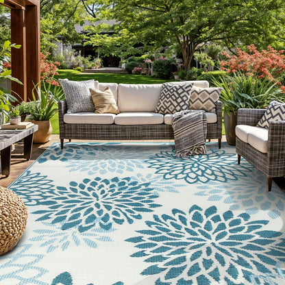 World Rug Gallery Modern Floral Aloha Reversible Recycled Plastic Outdoor Rugs