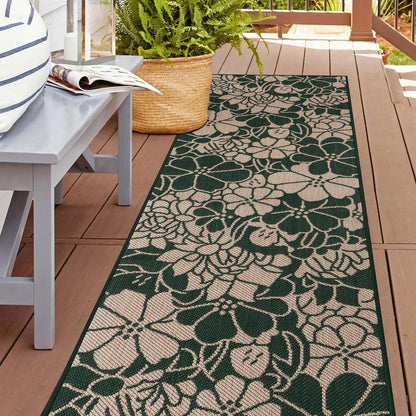 World Rug Gallery Modern Floral Flowers Textured Flat Weave Indoor/Outdoor Area Rug