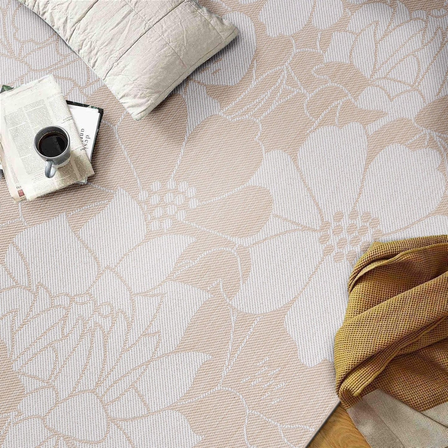 World Rug Gallery Modern Floral Flowers Textured Flat Weave Indoor/Outdoor Area Rug