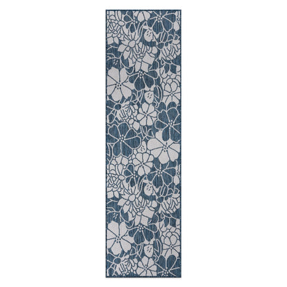World Rug Gallery Modern Floral Flowers Textured Flat Weave Indoor/Outdoor Area Rug