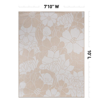 World Rug Gallery Modern Floral Flowers Textured Flat Weave Indoor/Outdoor Area Rug