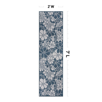 World Rug Gallery Modern Floral Flowers Textured Flat Weave Indoor/Outdoor Area Rug