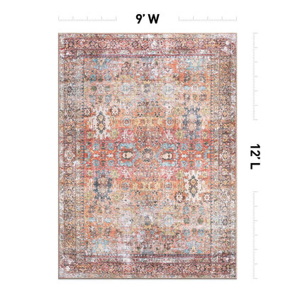 World Rug Gallery Transitional Distressed Machine Washable Non Slip Area Rug