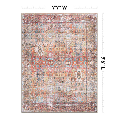 World Rug Gallery Transitional Distressed Machine Washable Non Slip Area Rug
