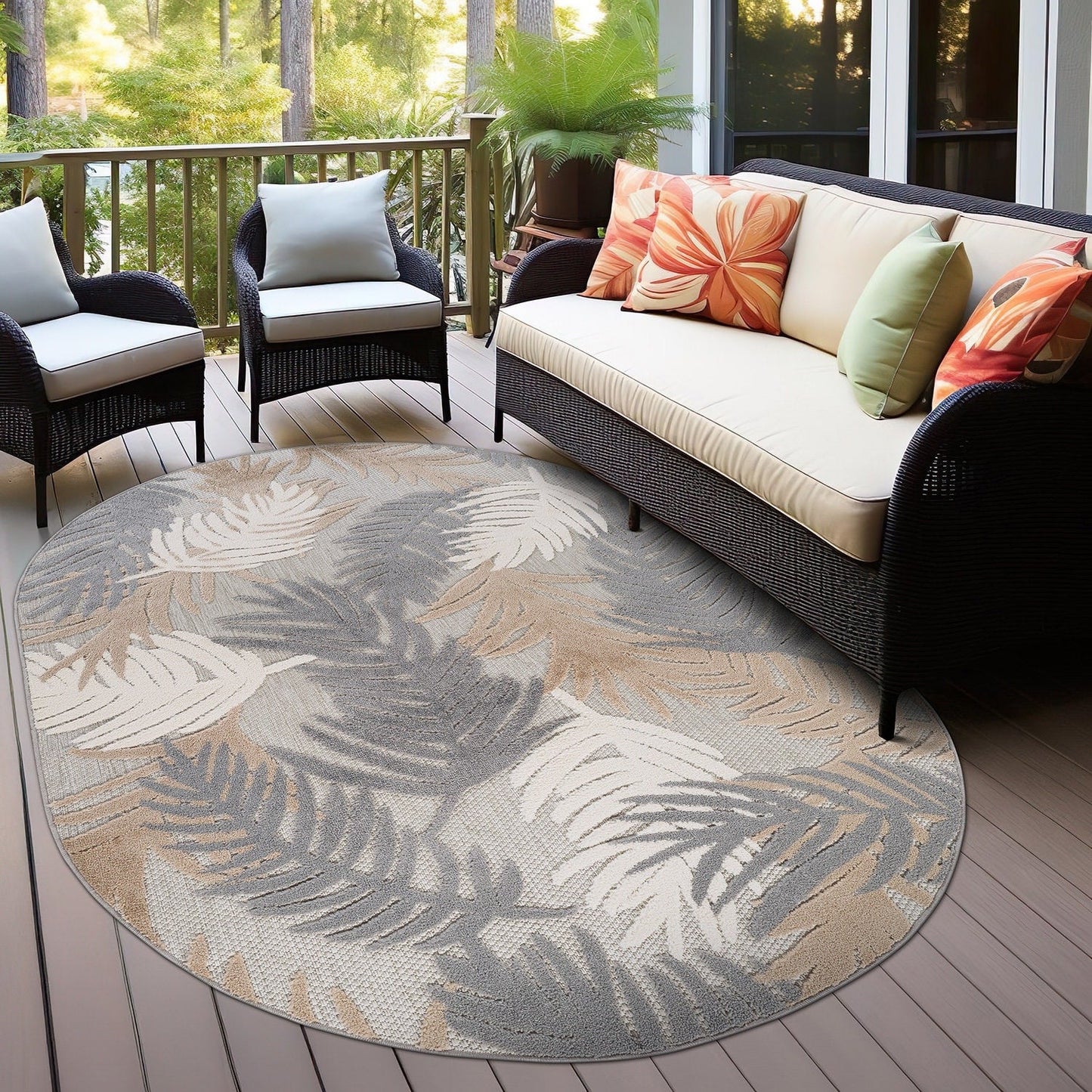 World Rug Gallery Tropical Floral Modern Indoor/Outdoor Area Rug