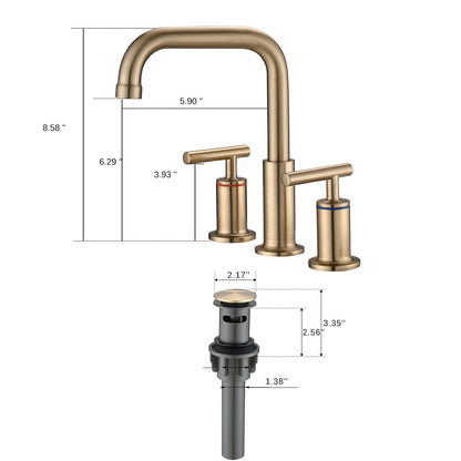 YASINU 8 Inch Luxury Widespread Bathroom Sink Faucet with Pop-Up Drain