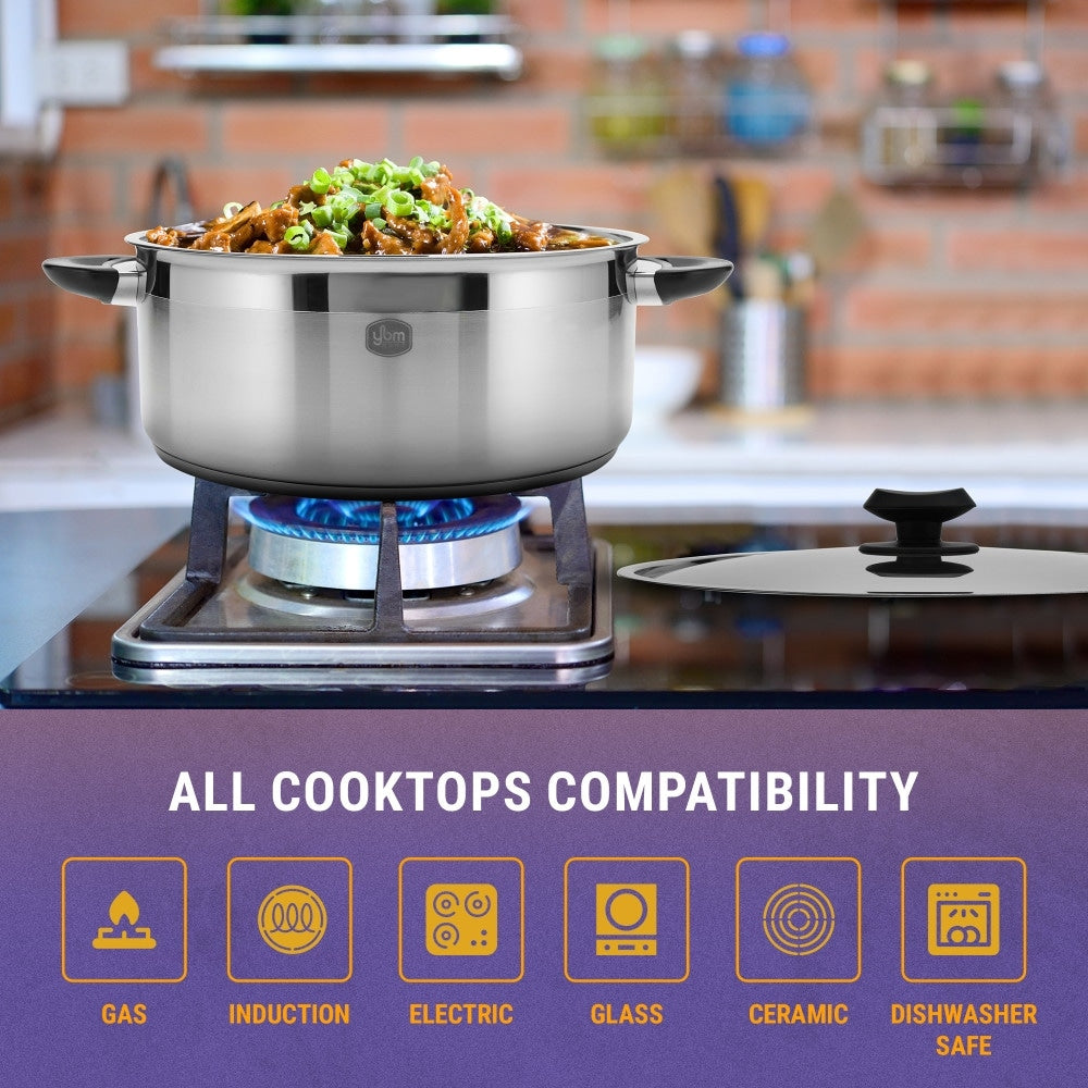 YBM Home Professional Chef's 18/10 Stainless Steel Stock Pot, Induction Compatible