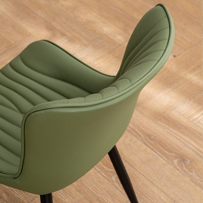 Lot de 2 chaises de salle à manger modernes en cuir rembourré sans accoudoirs