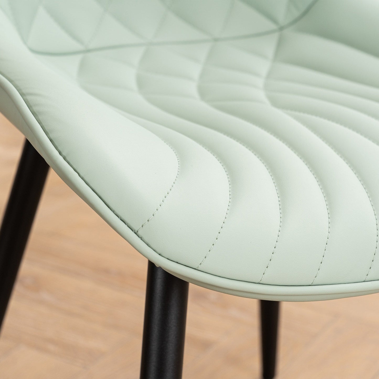 Lot de 2 chaises de salle à manger modernes en cuir rembourré sans accoudoirs