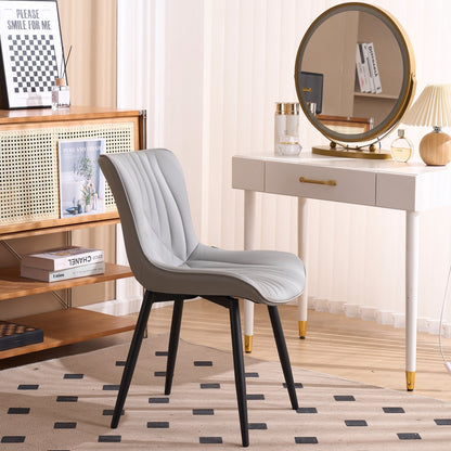 Lot de 2 chaises de salle à manger modernes en cuir rembourré sans accoudoirs