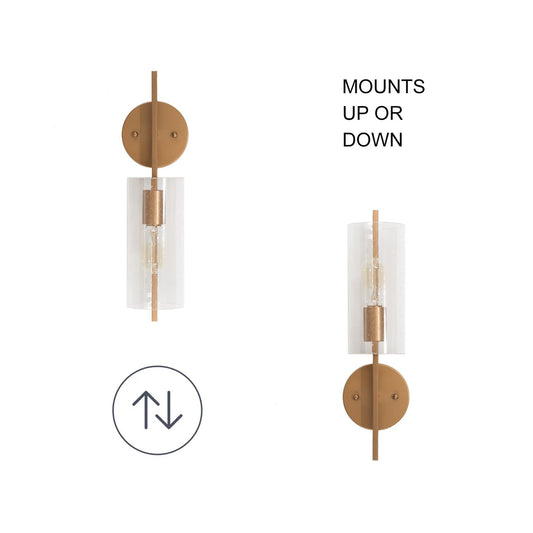 Applique murale de salle de bain transitionnelle en verre grainé de style campagnard moderne Zenith