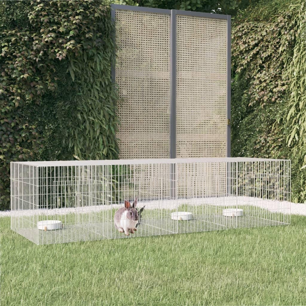 vidaXL 3-Panel Rabbit Cage Animal Hutch Playpen Enclosure Galvanized Iron
