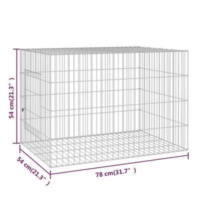 vidaXL 3-Panel Rabbit Cage Animal Hutch Playpen Enclosure Galvanized Iron