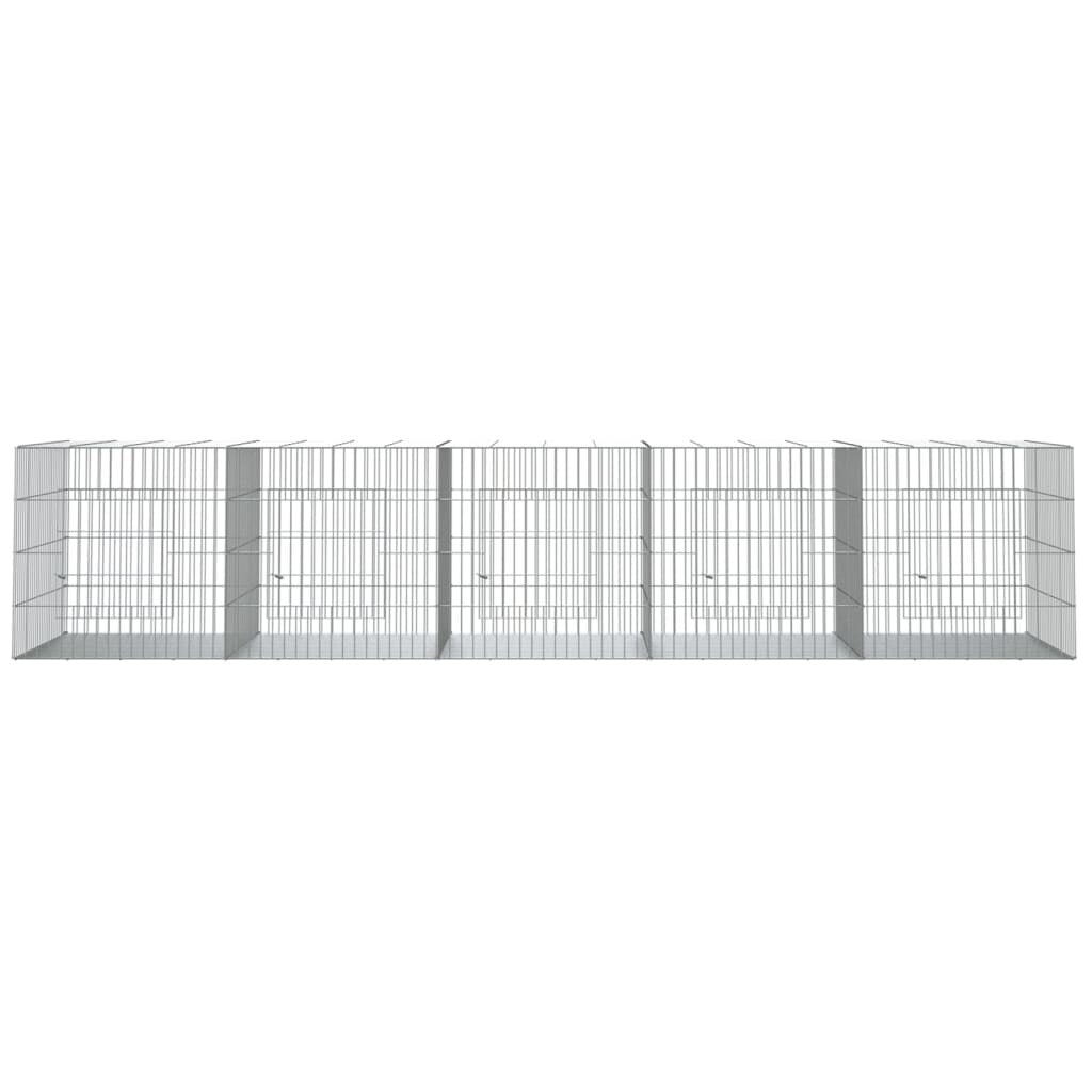 vidaXL 3-Panel Rabbit Cage Animal Hutch Playpen Enclosure Galvanized Iron